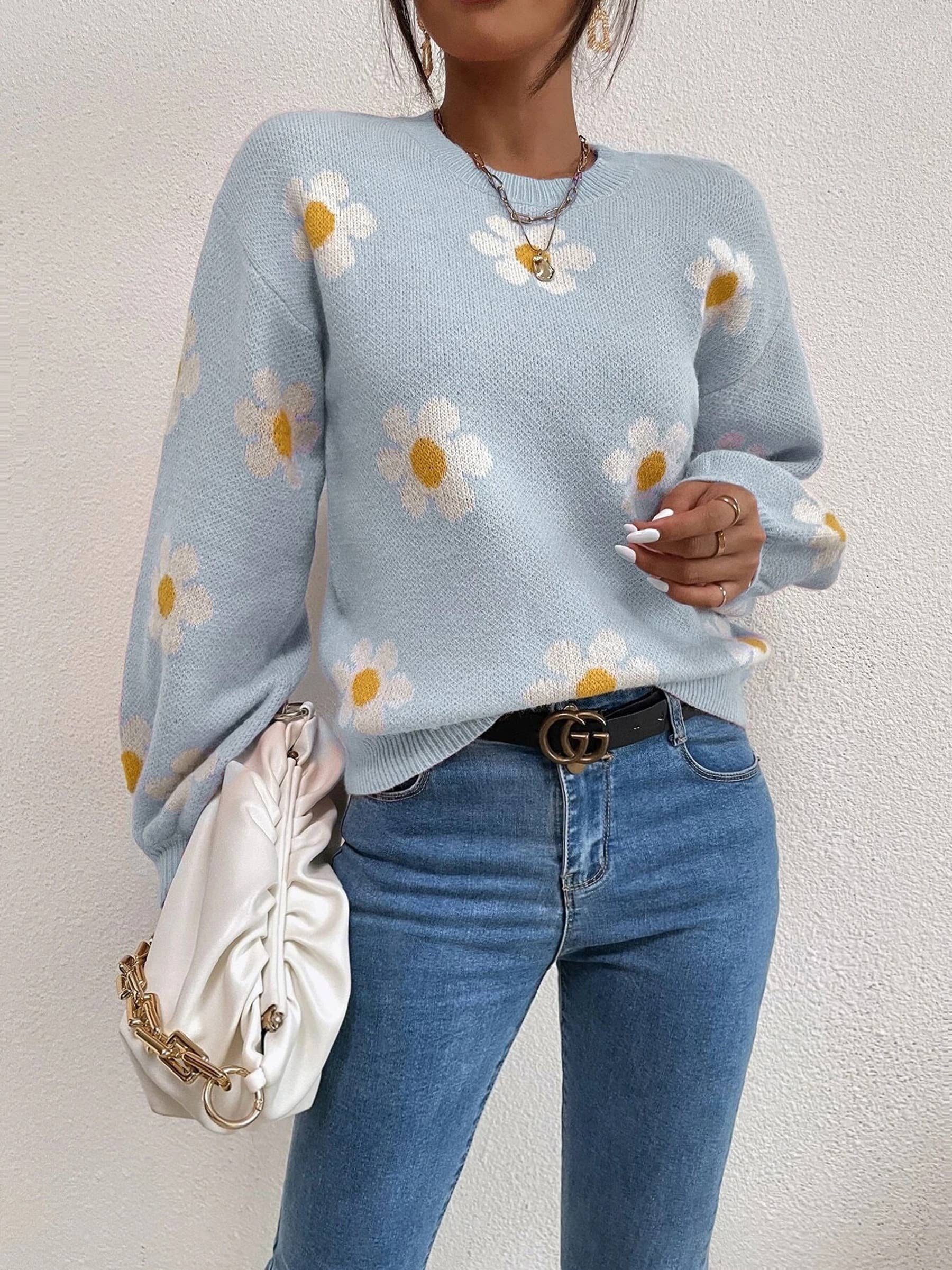 Jayde | Daisy Knit Sweater | Blue | Cozy Abode